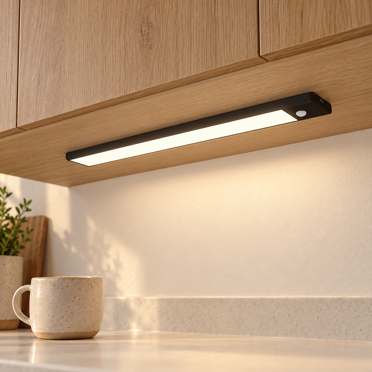 Black 30 cm rechargeable magnetic cabinet light
